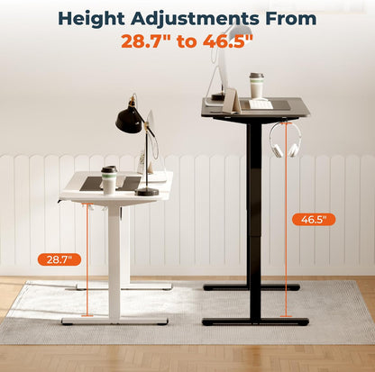 Adjustable Standing Desk, 47x24 Inches Home Office Desk with Memory Preset, Home Office Desk Computer Workstation Splice Black Top + Black Frame
