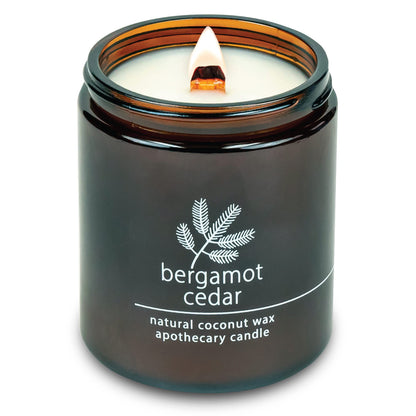 Hemlock Park Bergamot Cedar Apothecary Hand-Poured Scented Candle | Crackling Wood Wick, Botanical Fragrance & Coconut Wax | Up to 60 Hour Burn Time | 8 oz