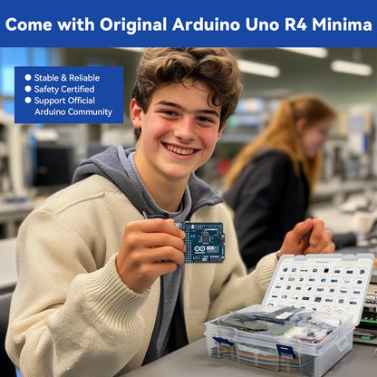 SunFounder 3-in-1 Super Starter Kit with Original Arduino Uno R4 Minima, IoT&Smart Car Projects, ESP8266 WiFi, Battery, 50+ Step-by-Step Tutorials for Beginners to Engineers, RoHS Compliant