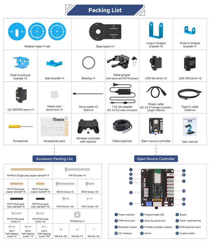 Robotic Arm Kit 6DOF Programming Robot Arm with 6 Servos, Handle, Mechanical Claw, etc, PC Software APP Control with Tutorial for Arduino STEM Education & Engineering Science Kits, LeArm Open Source