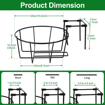 OYMVEKIK Adjustable Hanging Railing Planter, 3 Pack Fit 1.5 to 4.5 Inches Railing, Weather-Resistant Metal Balcony Rail Planters, Work for Outdoor Fence Deck Garden Patio Halloween Christmas Decor