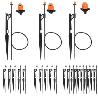 20 Sets 90/180/360 Degree Irrigation Sprinkler Heads with Stake, Drip Micro Spray Emitters with 1/4" Irrigation Tubing on Riser Stake,Micro Spray Sprinkler Stake Assembly for Garden Watering System