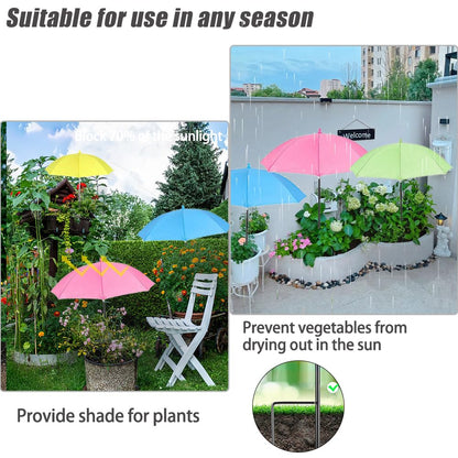 Vorriop Upgraded 6pcs Plant Umbrellas for Outdoor Plants，Garden Beds Shade，Adjustable Height Provides Shade for Potted to Protect Their Flowers from Intense Sunlight and Rain