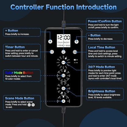 fishkeeper LED Aquarium Plant Light, 24/7 Full Spectrum Aquarium Light with 5 Nature Weather Mode, Auto On Off with Timer for 48-55 Inch Fish Tank, Adjustable Colors/Brightness with Memory Function