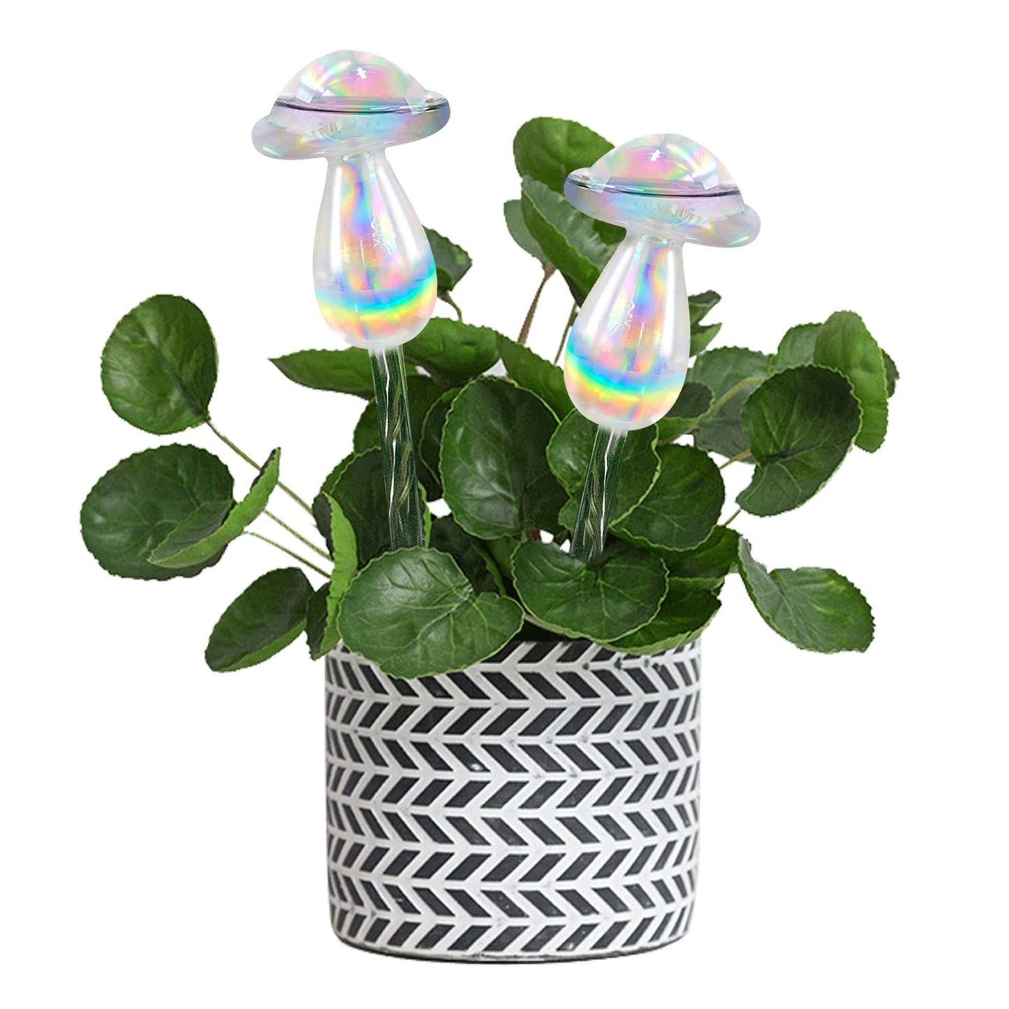 Aynaxcol Rainbow Plant Watering Globes, Rainbow Gradient Color Plant Watering Bulb Devices,Mushroom Self Watering Spikes Iridescent, Pack of 4