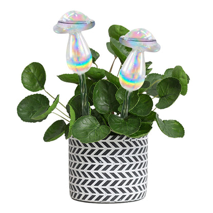 Aynaxcol Rainbow Plant Watering Globes, Rainbow Gradient Color Plant Watering Bulb Devices,Mushroom Self Watering Spikes Iridescent, Pack of 4