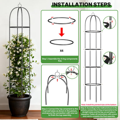 CL FUN Metal Trellis for Climbing Plants Outdoor, 2026 Upgrade 100% Metal with Powder Coating, Rose, Flowers, Grape, Pea, Cucumber Tomato Cage - 6.3 FT Freestanding Plant Support
