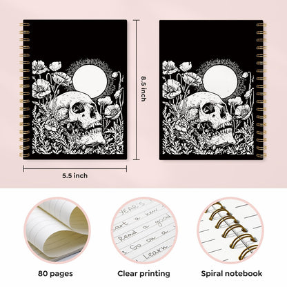 VONTP Goth Skull Spiral Notebook Journal for Office Supplies, 5.5x8.3