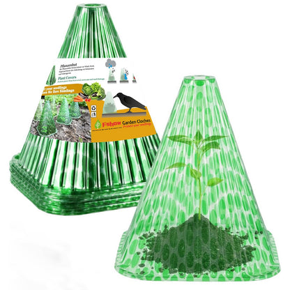 Fshow Garden Cloches,20 Pack Reusable Plant Bell Cover,Bell Jar Cloches for Protection Against Sun, Frost, Snails Etc. (Dark Green)