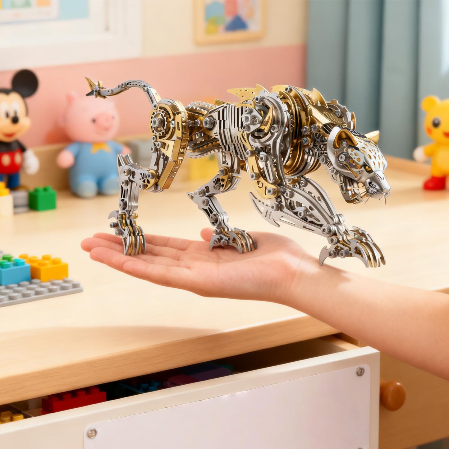3D Metal Puzzle for Adults,Mechanical Cheetah Puzzle Building Set，3D Metal Model Kit, Brain Teaser Puzzles DIY Assembling for Stress Relief - A Collectible Gift for a man (Cheetah)