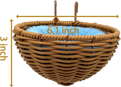 Rattan Bird Nest for Cage，2PCS Hanging Parrot Breeding Nesting House Washable Soft Warm Sleep Hut Bird Cage Accessories for Cockatiels Budgerigars Finches Canaries
