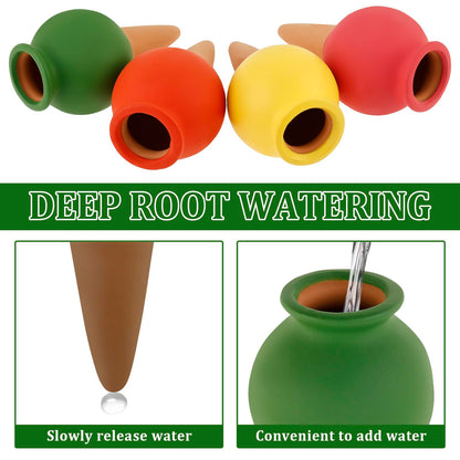 KOUISYY 8PCS Terracotta Watering Spikes, Self Watering Planter Insert Irrigation Dripper, Automatic Watering Devices, Watering Globes for Indoor Outdoor Garden Office Potted