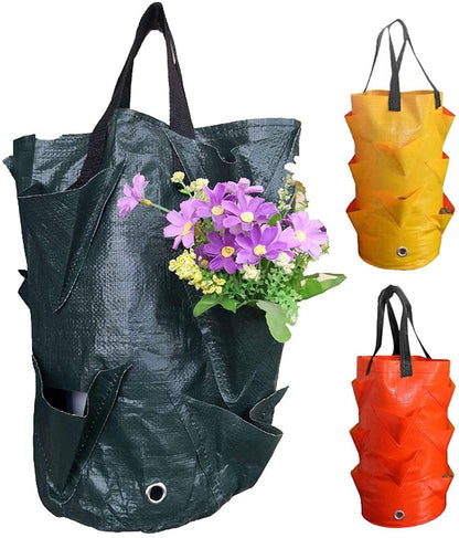 EBOCACB 3 pcs Hanging Planter Bag with Handles, Plastic Hanging Strawberry Planting Containers Strawberry Grow Bags Foldable Durable Growing Bags Grow Planter for Growing Vegetables Flowers Herb Plant