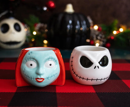 Nightmare Before Christmas Disney The Jack & Sally Sculpted Mini Mugs, Set of 2 | Coffee Mugs And Cups, Home & Kitchen Decor | Halloween Gifts And Collectibles | Each Holds 3 Ounces