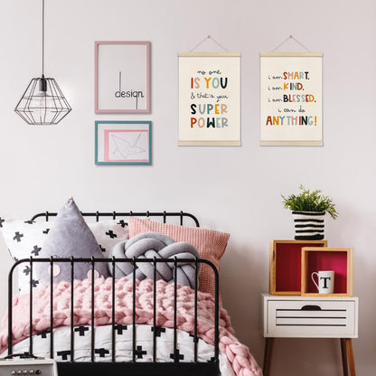DOI-LANEE Positive Affirmations Wall Decor for Kids, Inspirational Motivation Poset Banner for Office Classroom Playroom Nursery Bedroom, No One Is You Superpower I Can Do Anything, 2 Pack