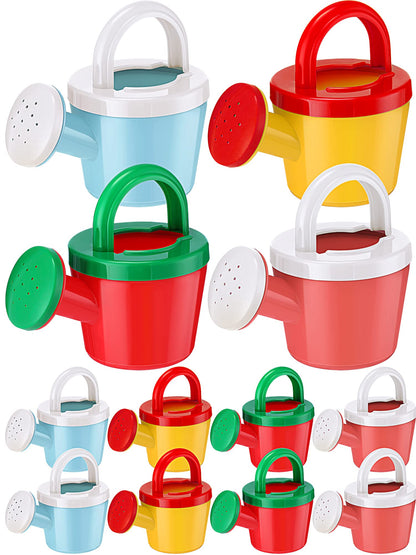 Sosation 12 Pcs Mini Kids Watering Cans Beach Sand Water Play Toy for Toddler Colorful Plastic Small Watering Pot with Handle Child Gardening Tools Bathtub Shower Party Toy Gift(Basic Style)