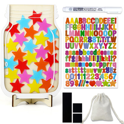 haotuntrek Magnetic Reward Jar with Star Jar for Kids - Classroom Reward Chart, Behavior Incentives System & Class Reward Tool for Home and Schoo (Star)