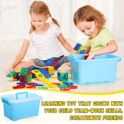 Sonwyoung 155 Pieces Interlocking Building Blocks for Kids with Storage Box Building Toys Waffle Blocks for Kids Construction Learning Educational Toy Sets