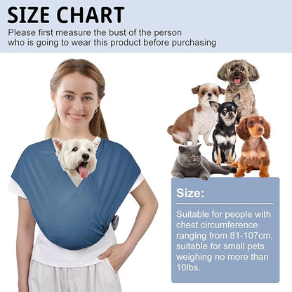CUBY Swaddle Dog Sling Carrier for Small Dogs, Front Pet Sling Carrier Chest,Hands Free Adjustable Cat Sling Carrier Soft Cotton Reducing Pain Puppy Sling Carrier for Small Pet Up to 10lb (Blue)