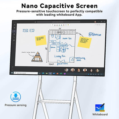 TIBURN Flip Board 55" S2 Smart Board, 4K UHD Smart Whiteboard with TIBURN HQ Eyes S2 Auto Framing Camera, Rotating Adaptive Digital Board for Home and Business with Stand