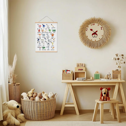 Baseball Alphabet Nursery Wall Art Poster Hanger, Baseball Alphabet Learning Wall Hanging Banner for Boys Room Nursery Playroom Bedroom Classroom