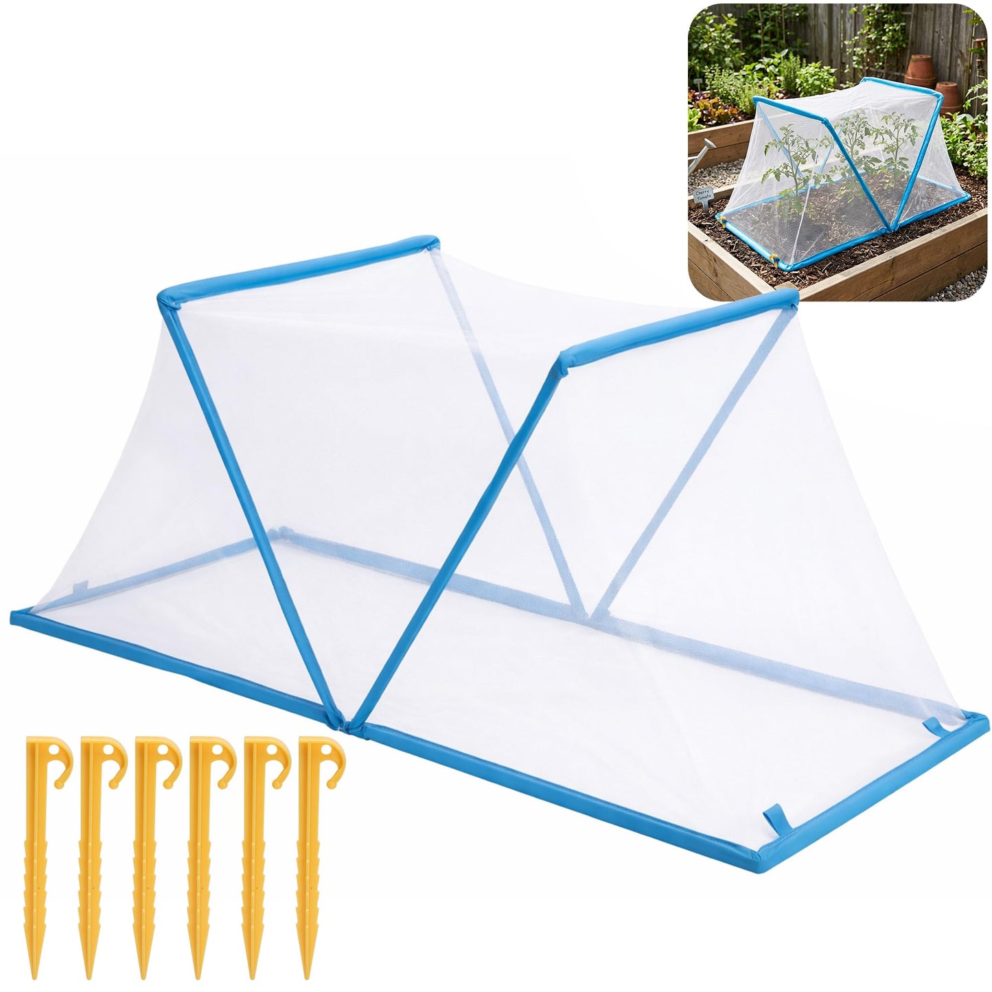 35" x 13" x 15" Foldable Garden Covers for Raised Beds, Garden Bed Insect Bird Netting Plant Cover, Garden Rows Pest Barrier Plant Protector Mesh for Protecting Vegetables Fruits Flowers