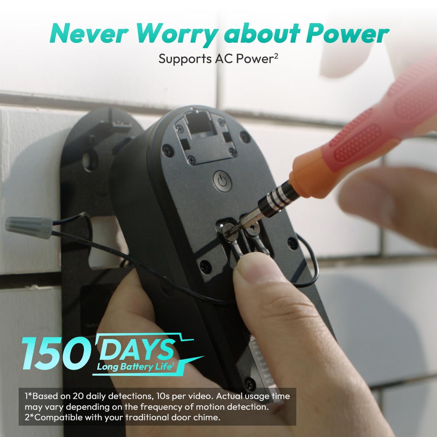 BOTSLAB Doorbell Camera Wireless, 5MP Video Doorbell with Homebase, 180°Panoramic View, No Monthly Fee, 2.4 GHz WiFi, AI Motion Detection, VR Mode