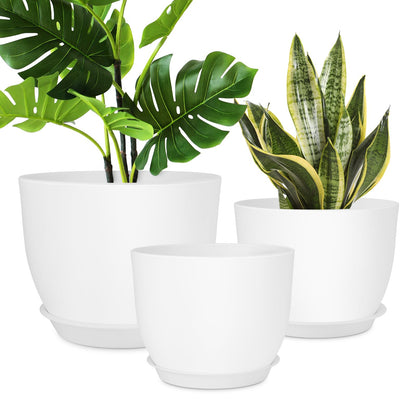 YNNICO Plant Pots 12 10 9 Inch Set of 3, Flower Pots with Multi Mesh Drainage Holes