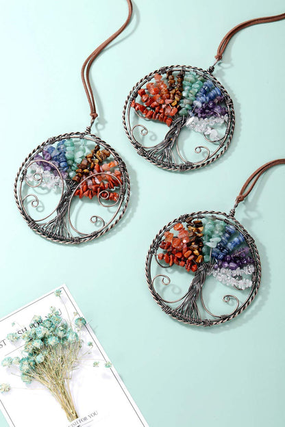 PESOENTH Chakra Crystal Tree of Life Wall Hanging Decor Gifts for Women,Chakra Stones Healing Crystals Window Feng Shui Home Hanging Decorations Car Ornaments Christmas Tree Decor