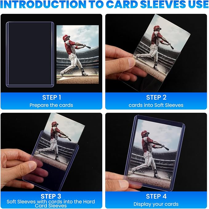 1000 Card Sleeves Top Loaders for Cards, 3" x 4" Hard Plastic Toploaders, Baseball Card Protectors, Trading Card Holder for Football Sports Cards (500 Toploaders + 500 Penny Sleeves)
