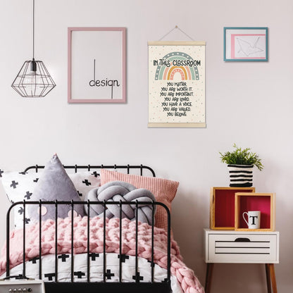 DOI-LANEE Classroom Sign Positive Affirmations Posters Hanger Frame, Boho Rainbow Classroom Decor 16x12 Inch, Motivational Wall Art, Inspirational Wall Decor, Educational Poster