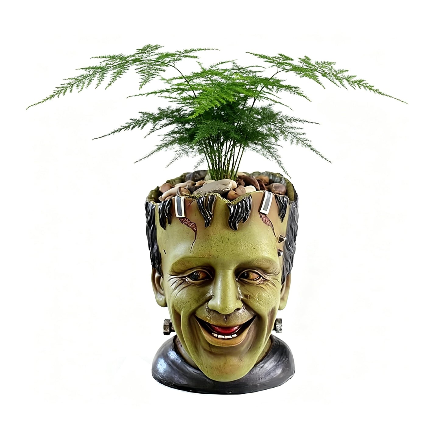 Youfui Funny Planters Head Planter for Indoor Plants, Succulent Pot with Drainage Hole Fairy Garden Resin Cactus Pencil Holder Desk Storage Gift for Women Men Plant Pot