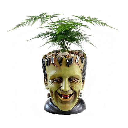 Youfui Funny Planters Head Planter for Indoor Plants, Succulent Pot with Drainage Hole Fairy Garden Resin Cactus Pencil Holder Desk Storage Gift for Women Men Plant Pot