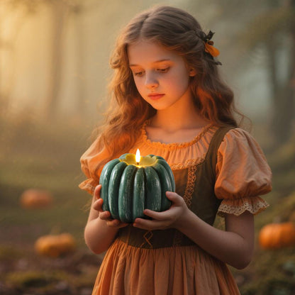 Velsyn Fall Decorations for Home, Flickering Flameless Wax Pumpkin LED Candle with Timer Remote Control, Thanksgiving Gifts, Autumn Farmhouse Rustic Harvest Decor for Tiered Tray Table Indoor (Green)