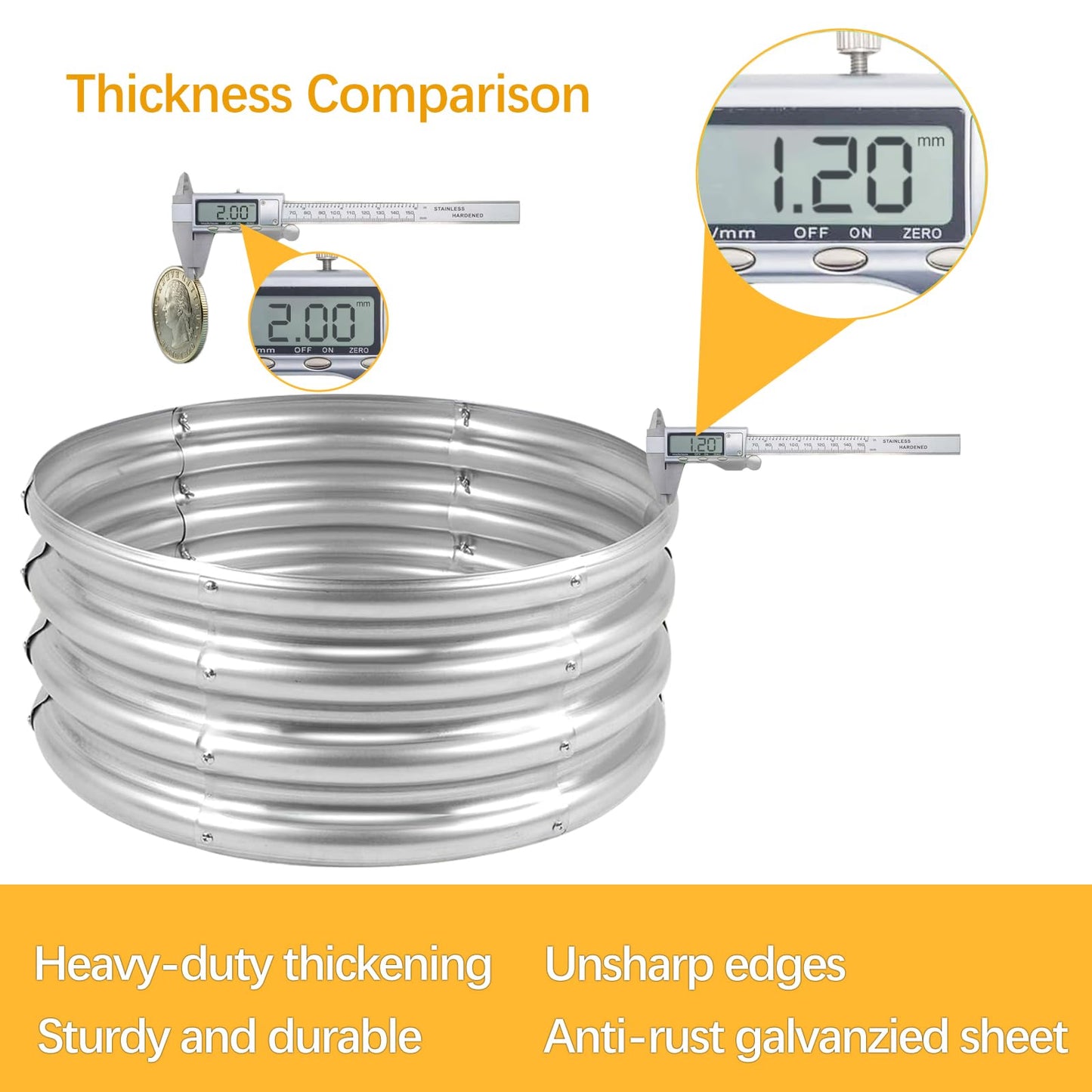 Mycovire Galvanized Garden Bed Kit for Vegetables/Herbs/Flowers, Raised Planter Box, Outdoor, 2x2x1 Feet