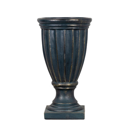 Christopher Knight Home 26.77 Inch Tall Fluted Pedestal Urn Planter MGO Outdoor Flower Pot Faux Stone Garden Planter for Patio Porch Entryway Decor, Antique Green
