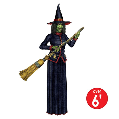 Beistle Halloween Jointed Cutout Bundle – Life-Size Witch with Broom and Creepy Zombie Clown Wall Decorations, Scary Hanging Props for Trick-or-Treat Events, Haunted Houses, and Spooky Parties