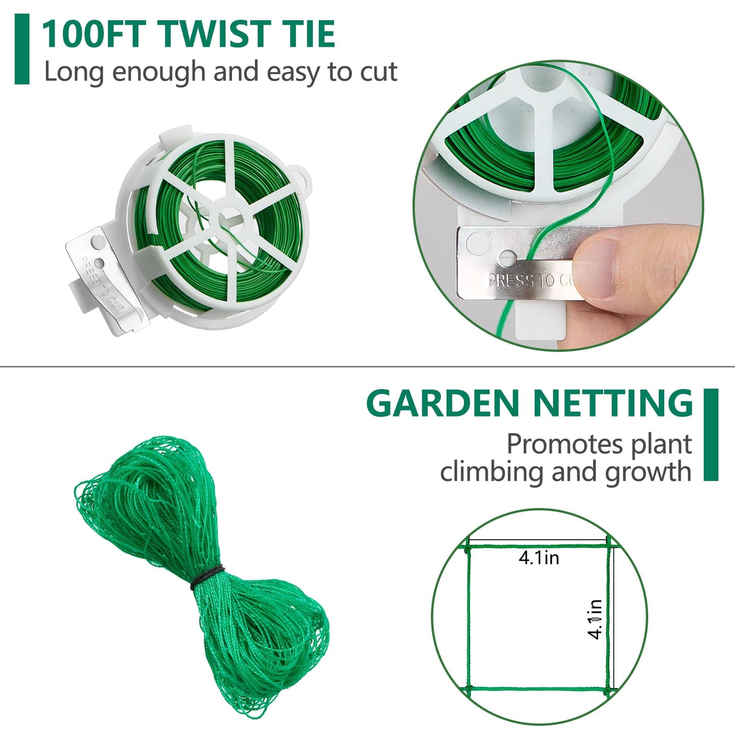 Cucumber Trellis for Raised Bed, 1 Pack 4ft Tall A-Frame, Garden Trellis for Climbing Plants Outdoor, Perfect for Vines, Beans - Green with Netting