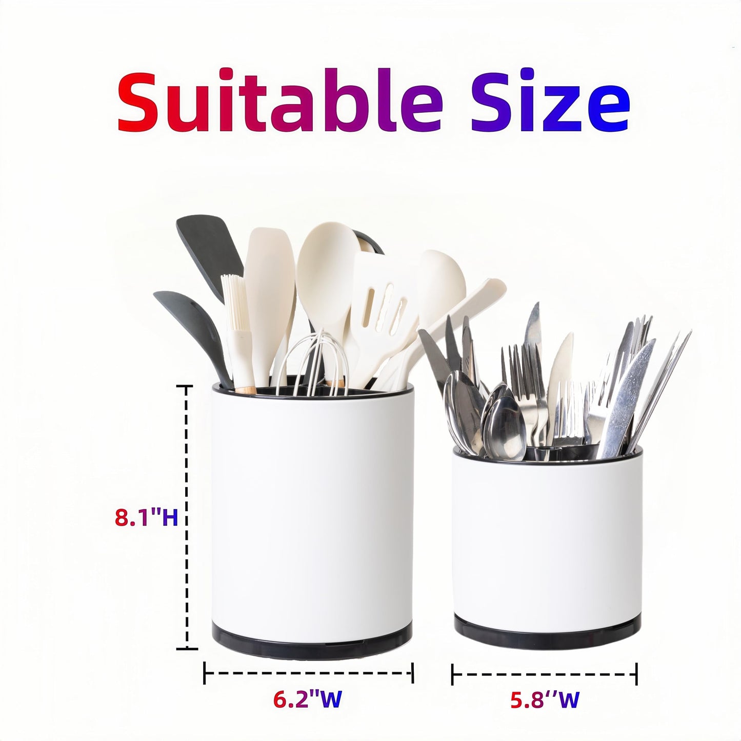 LIBODOUR Utensil Holder,Extra Large Utensil Holder for Kitchen Counter, Silverware Organizer, Stainless Steel Storage Cooking Caddy Flatware Spoon Spatula Tool Cutlery Container(2 Set)