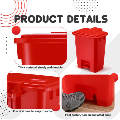 Yiyiring 1pcs 5 Gallon Red Step on Trash Can Hands-Free Waste Bin with Odor Control Lid Touchless Sanitary Use Garbage Can for Lab Dental Home Clinic Office