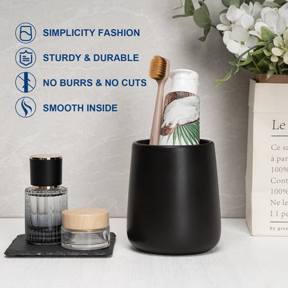 UHEY HOME Bathroom Tumbler Cup Ceramic 13.5oz Reusable Toothbrush Cup 400ml, Toothbrush Holder Adequate for Your Bathroom (Black Brown)