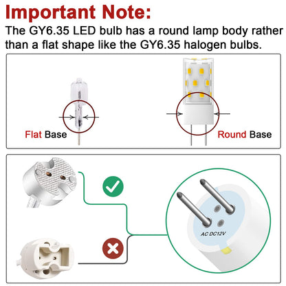 GY6.35 LED Bulb 5W Equivalent to 50W Bi-pin Base Halogen Bulb, AC/DC 12V Daylight White 6000K for Pendant Light, Chandelier, Desk Light, Accent Lights, Landscape Lighting, Non-Dimmable (4 Pack)