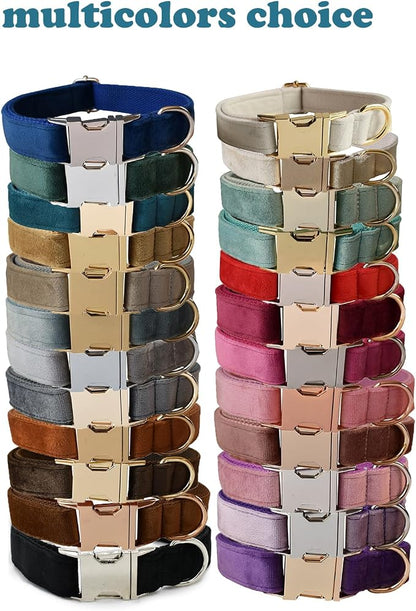 Love Dream Velvet Dog Collar and Leash Set, Soft & Comfy Adjustable Dog Leash and Collar with Heavy Duty Metal Buckle for Small Medium Large Dogs Training & Walking (Large, Coffee)