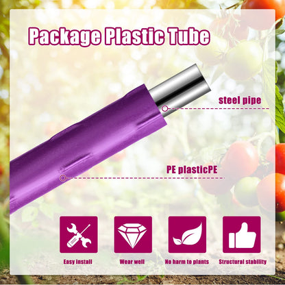 10 Packs Tomato Cages for Garden Support Up to 48" Tomato Plant Stakes Support with Adjustable Snap Arms Clips Plastic Coated Alloy for Outdoor Beans Potted Climbing Plant Supplies(Purple)