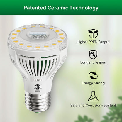 SANSI Grow Lights for Indoor Plants, 4 Head Dimmable Plant Lights for Indoor Growing, 35"-64" Adjustable Tripod LED Grow Light Lamp with Remote Control Auto On/Off Timer 4 Pack of Par20 10W Bulbs