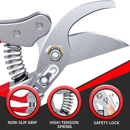 DECERK Professional Bypass Pruning Shears, Ultra Sharp Garden Scissors & Clippers, Effortless 3/4" Branch Hedge Clippers