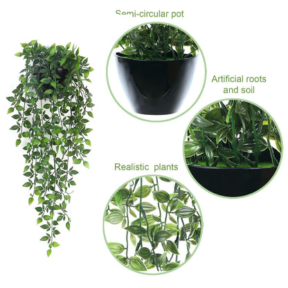 Season 2 Season Artificial Hanging Plants,2 Pack Fake Wall Plants,Faux Mandala Vines Potted Plant,Plastic Greenery with Wall Planter for Indoor Outdoor Garden Patio Office Décor