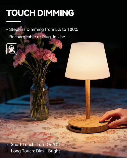 SAIWEYA Outdoor Waterproof Shower Lamp, 5200mAh Cordless Rechargeable Table Lamp with Touch Dimming, IP65 Wireless LED Night Light for Patio, Camping, Bathroom, Restaurant & Kitchen