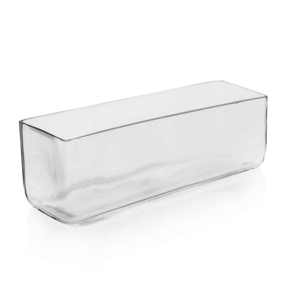 CYS Excel Glass Rectangle Vase (H:4" Open:12"x4") Oblong Flower Vase for Decorative Wedding Centerpiece Terrarium Planter Box Container