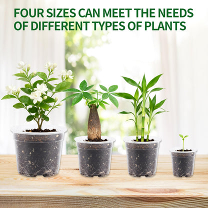 40 Pcs Seed Starter Pots Kit 2.5/3.5/4/5 Inch Clear Nursery Pots for Plants for Seedlings,Succulents,Plastic Nursery Pots with Drainage Holes (10 of Each Size),Garden Pot for Outdoor Indoor (Size A)